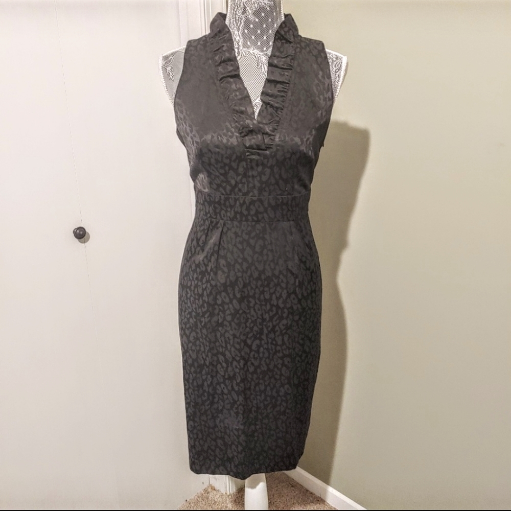 Black ruffle collar dress